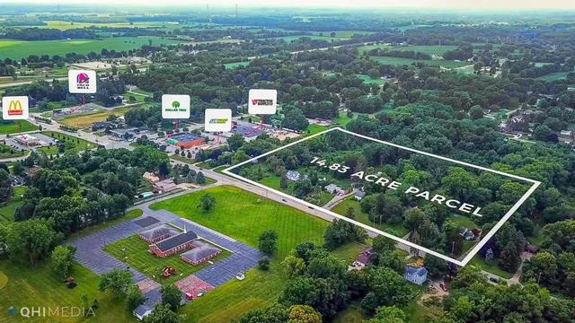a view of a green field with a tree