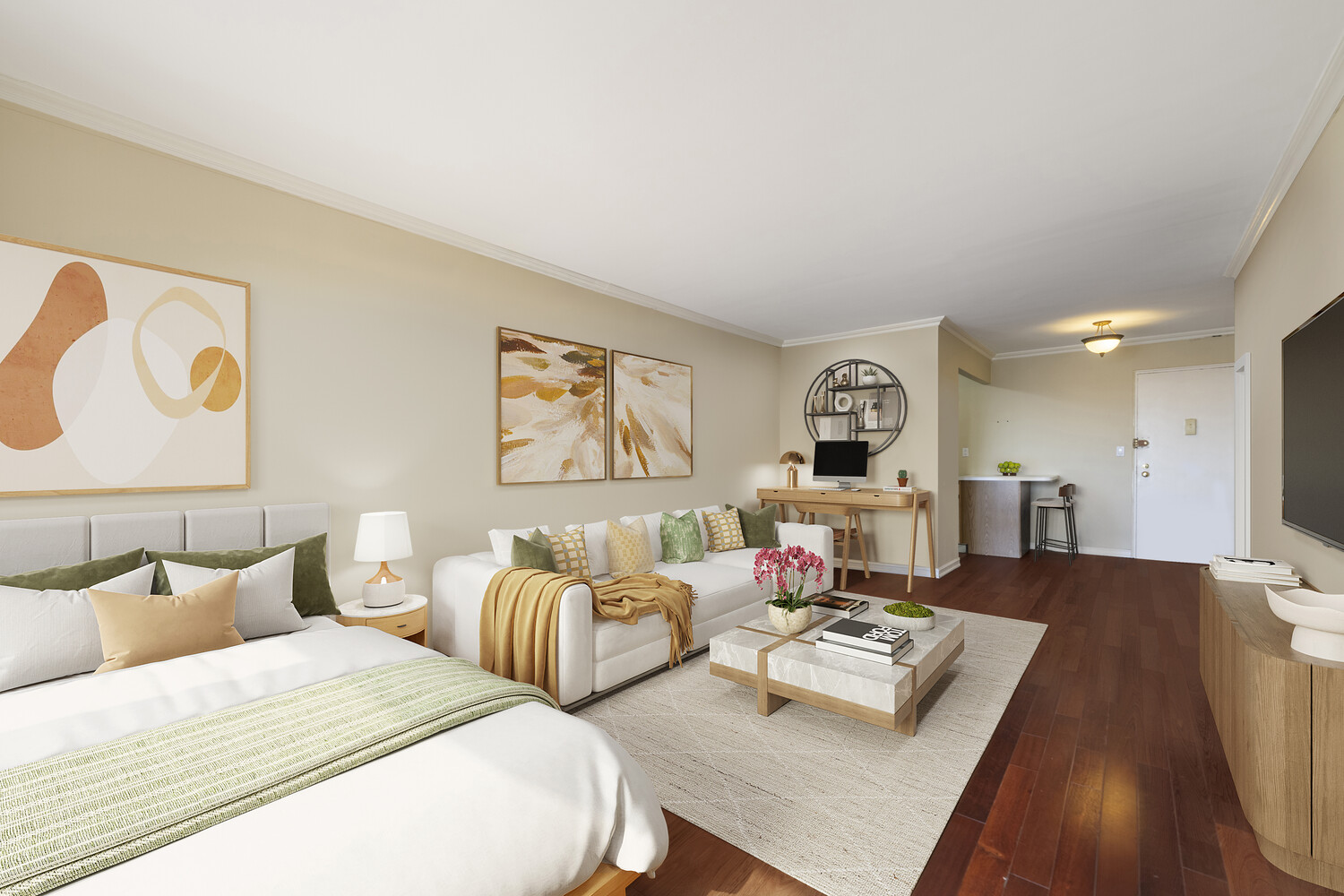 5700 Arlington Avenue, Unit 17N Bronx, NY 10471 - Photo 3 of 16 a living room with furniture and wooden floor