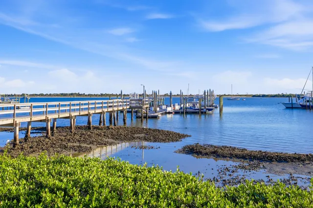 a view of a house with a yard and potted plants