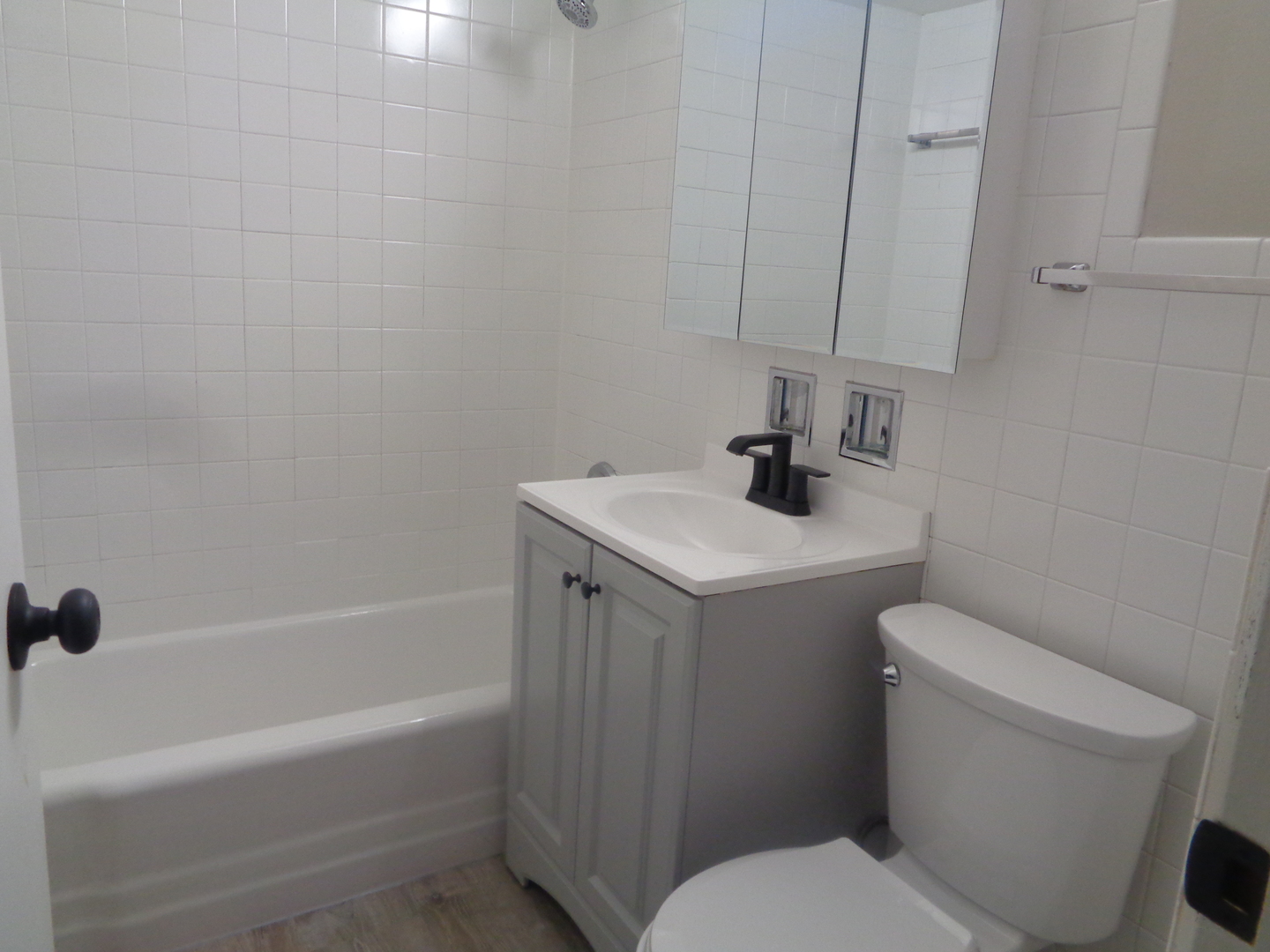 9644 South Kedzie Avenue, Unit 2 Evergreen Park, IL 60805 - Photo 7 of 8 a bathroom with a sink a toilet and bathtub