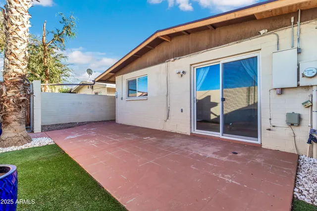 a view of a back yard with an tree