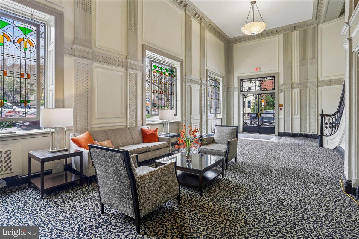 2129 Florida Avenue Northwest, Unit 407 Washington, DC 20008 - Photo 4 of 46 Elegant lobby with stained glass charm.