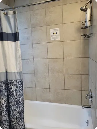 a bathroom with a bathtub