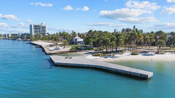 a view of a lake with a nearby beach
