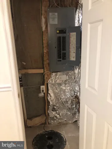 a view of a park with large trees