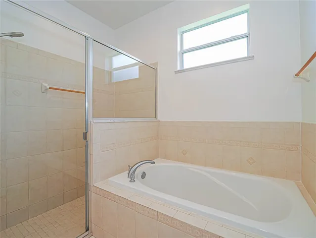 a bathroom with a bathtub