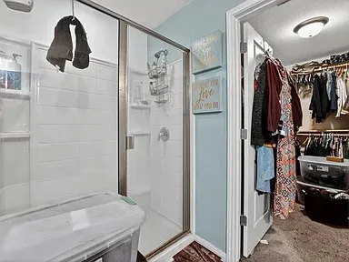 a bathroom with a shower