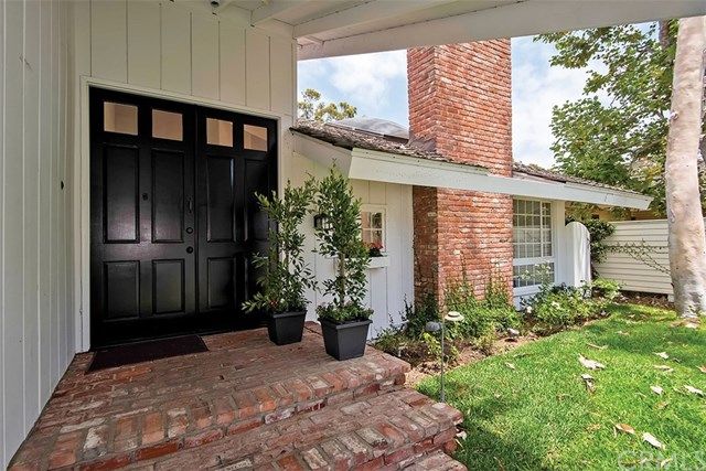 a potted plant sitting in front of a house