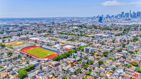 an aerial view of a city