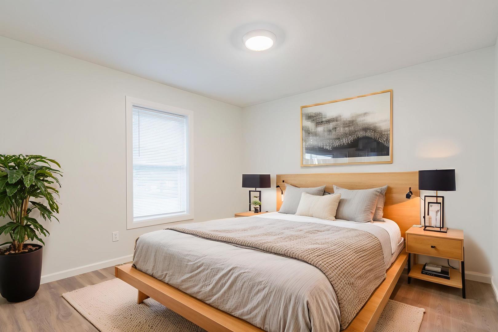 113 Prairie Run Illiopolis, IL 62539 - Photo 14 of 24 a bedroom with a large bed and a potted plant