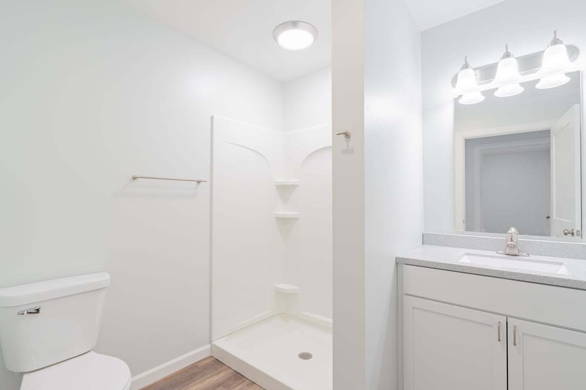 113 Prairie Run Illiopolis, IL 62539 - Photo 19 of 24 a bathroom with a sink a toilet and shower