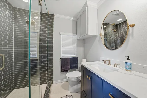 a bathroom with a toilet a sink and mirror