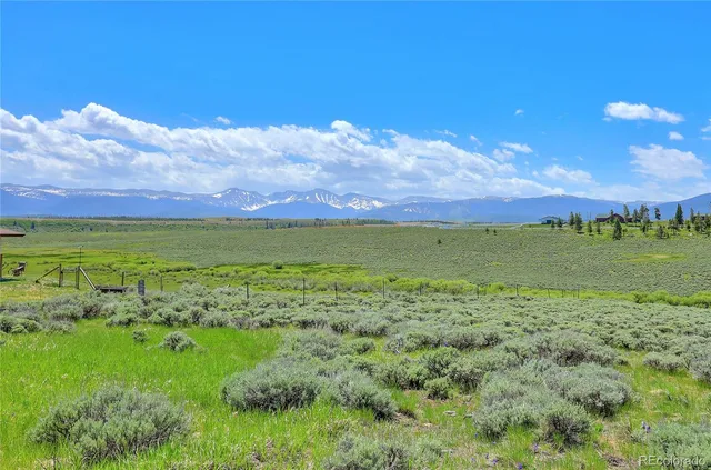 a view of a field with an ocean