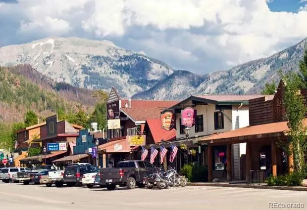 a front view of a building with street view