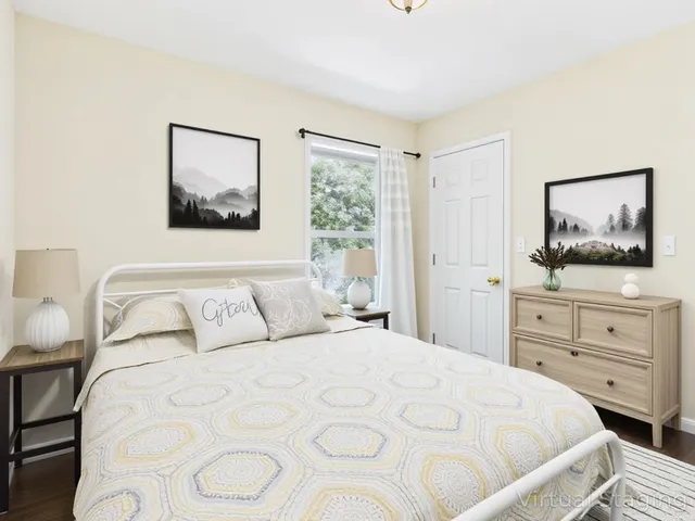 a view of a garden with an outdoor space