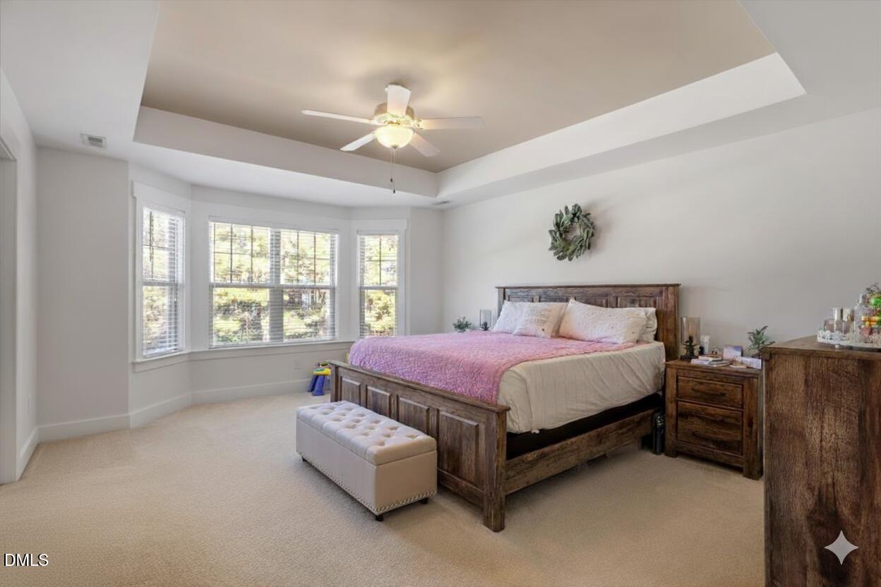 4222 Vineyard Ridge Drive Zebulon, NC 27597 - Photo 15 of 39 a spacious bedroom with a bed couch and window
