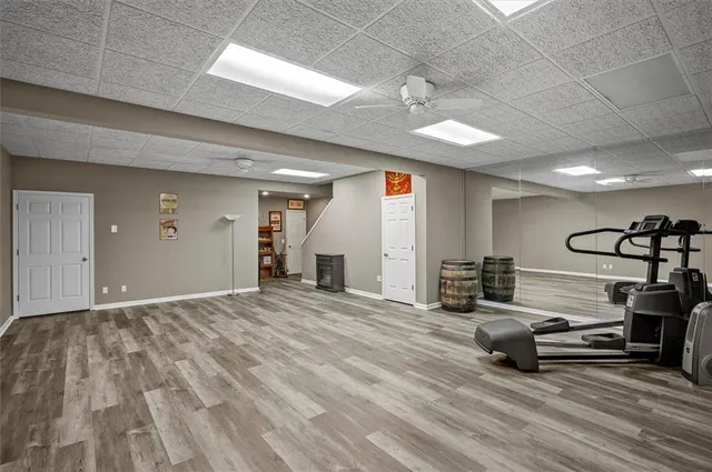 a view of a room with gym equipment