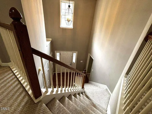 a view of balcony with wooden floor