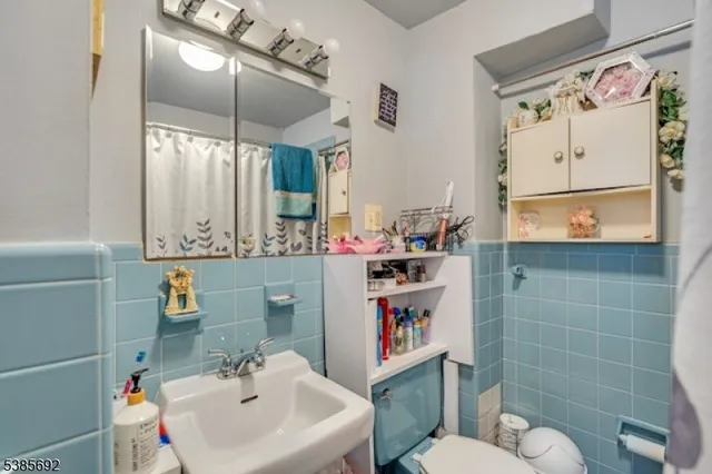 a bathroom with a sink a toilet and mirror