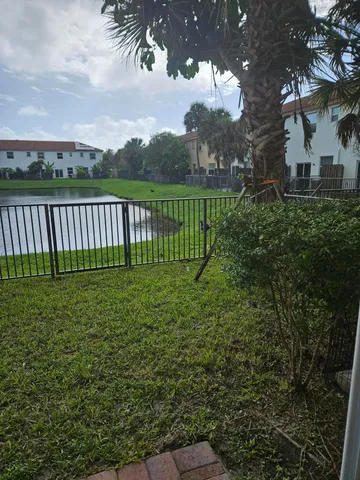 a view of a garden with a bench