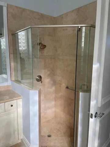 a bathroom with a shower