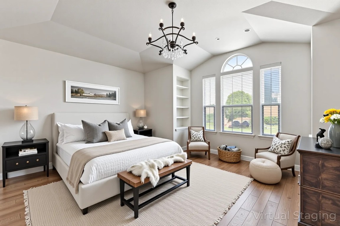 9617 Solana Vista Loop, Unit A Austin, TX 78750 - Photo 24 of 35 a spacious bedroom with a bed and a couch