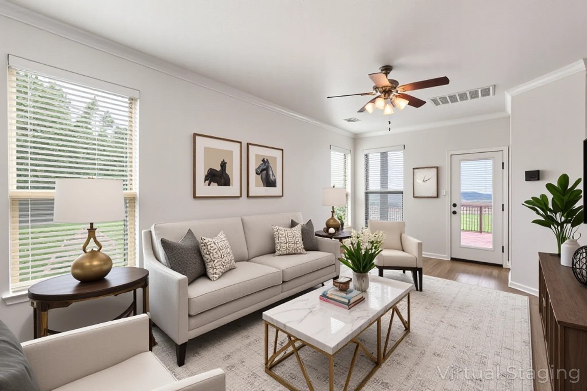 9617 Solana Vista Loop, Unit A Austin, TX 78750 - Photo 4 of 35 a living room with furniture and a large window
