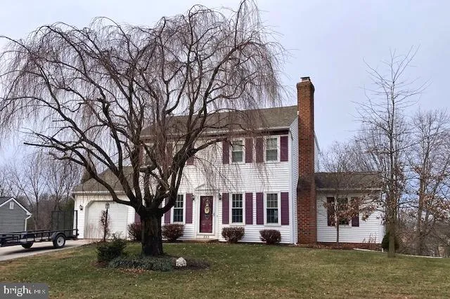 a front view of a house with a tree in it