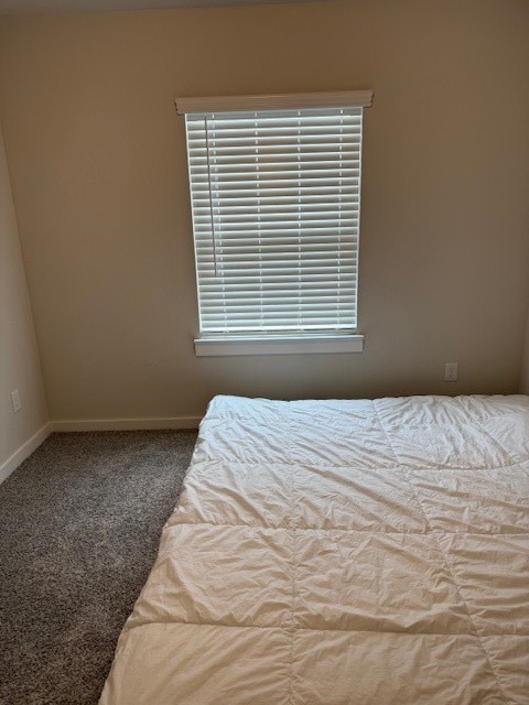 7838 Ruth Ravine Court Spring, TX 77379 - Photo 16 of 23 Cozy bedroom with neutral walls, carpet flooring, and a window with blinds, featuring a bed with a white comforter.