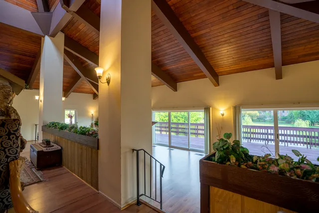 a view of a porch with furniture