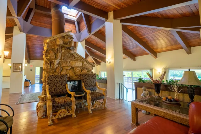 a living room with furniture