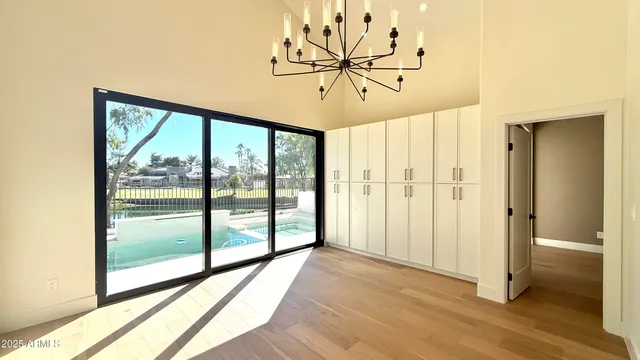 a view of a big room with wooden floor