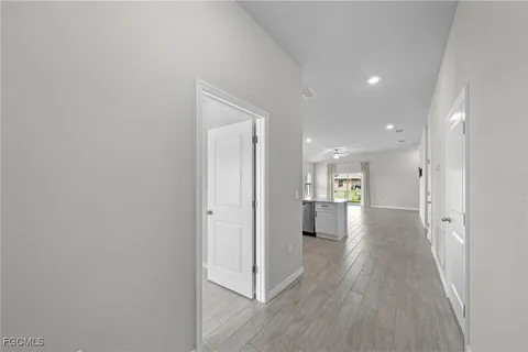 a view of a lake with tall building