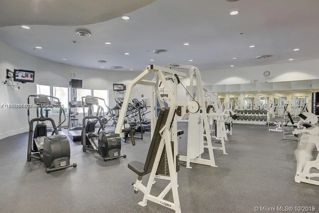 a view of a room with gym equipment