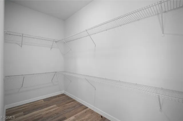 a view of a room with racks on the wall