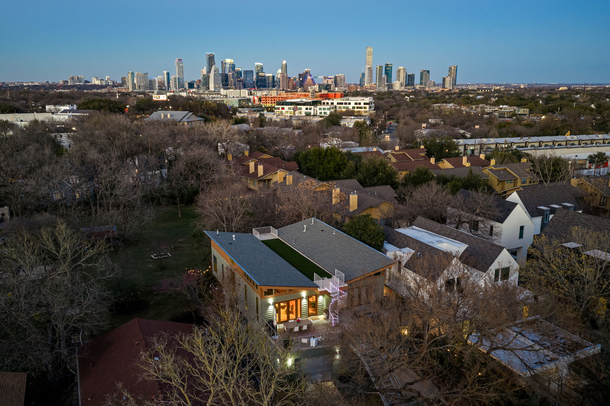 1700 Ravey Street, Unit A Austin, TX 78704 - Photo 6 of 40 Aerial view of Austin skyline