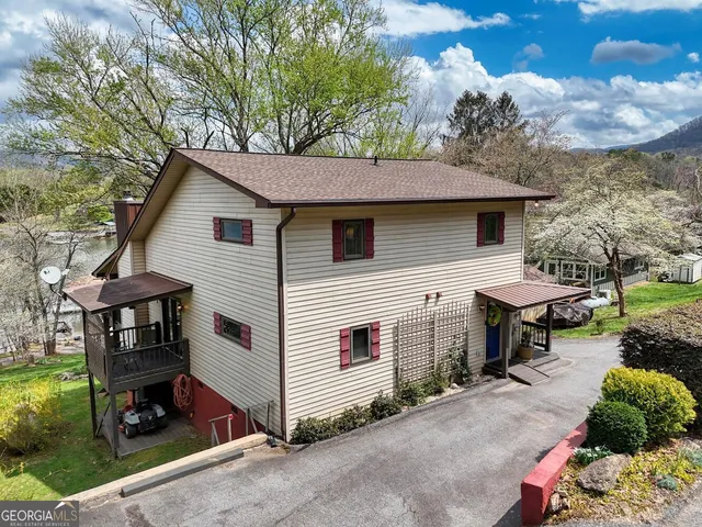 an aerial view of a house