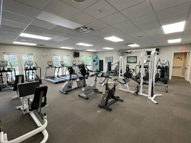a view of a room with gym equipment