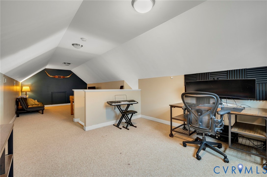 3090 Poor House Road Goochland, VA 23063 - Photo 25 of 32 Loft area featuring sloped ceilings, recessed ligh