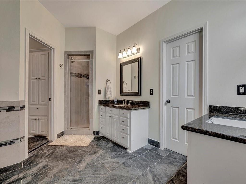 206 Cascade Court Lufkin, TX 75901 - Photo 18 of 29 a spacious bathroom with a granite countertop sink and a mirror