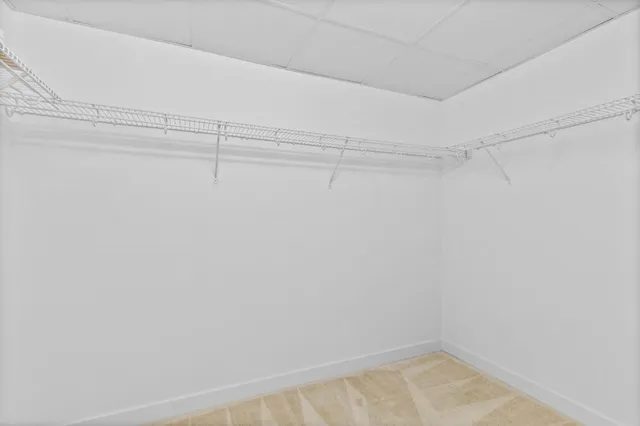a view of a room with racks on the wall