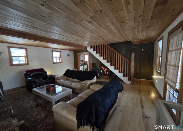 a living room with furniture