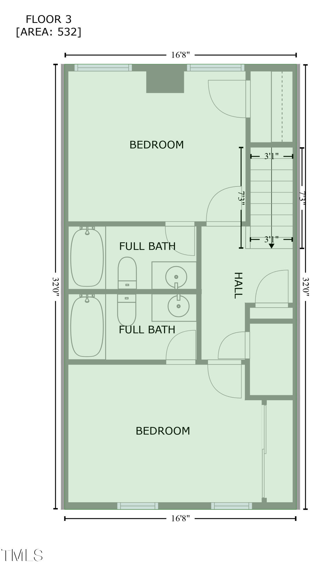 4135 Kaplan Drive Raleigh, NC 27606 - Photo 20 of 20 Floor Plan - Third Floor