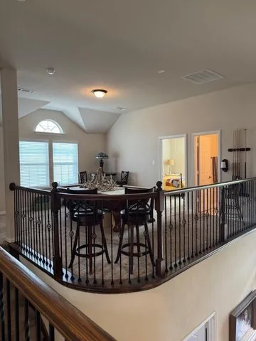 a view of a porch with furniture