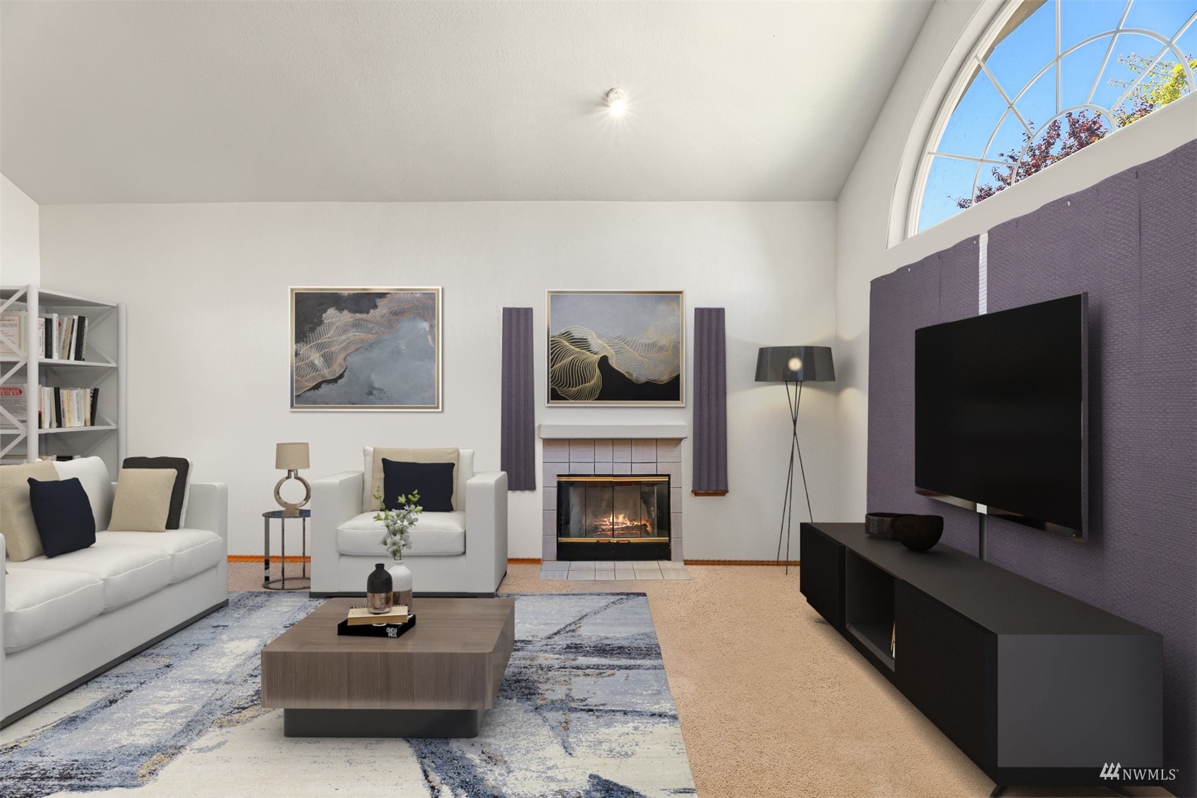 1341 Roma Road Bellingham, WA 98226 - Photo 10 of 40 a living room with furniture a fireplace and a flat screen tv