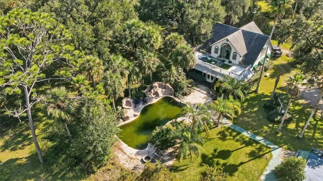 a building view with a garden