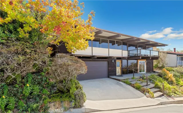 a view of balcony with wooden floor
