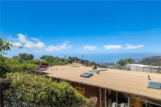 a view of a ocean with a building