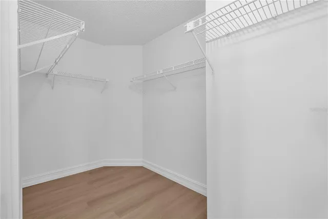 a view of an empty walk in closet
