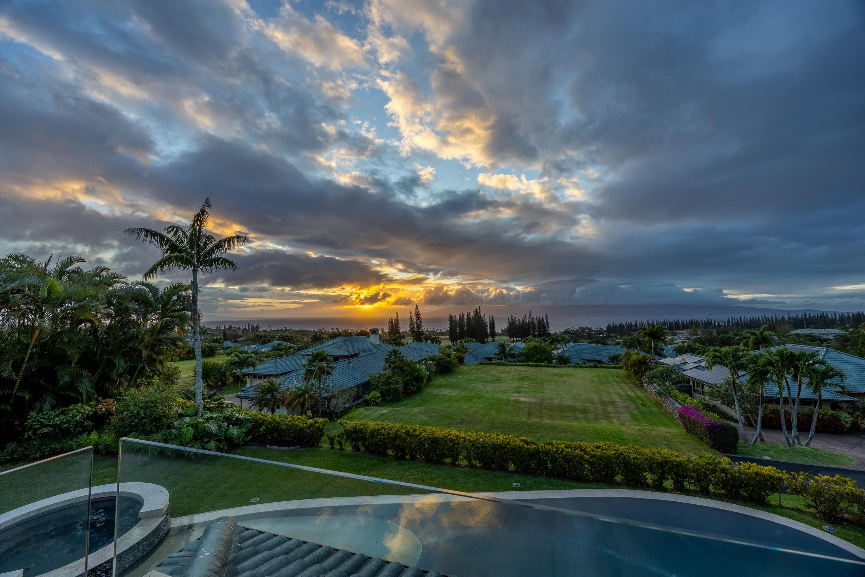 222 Crestview Road Lahaina, HI 96761 - Photo 43 of 49 Upstairs lanai at sunset